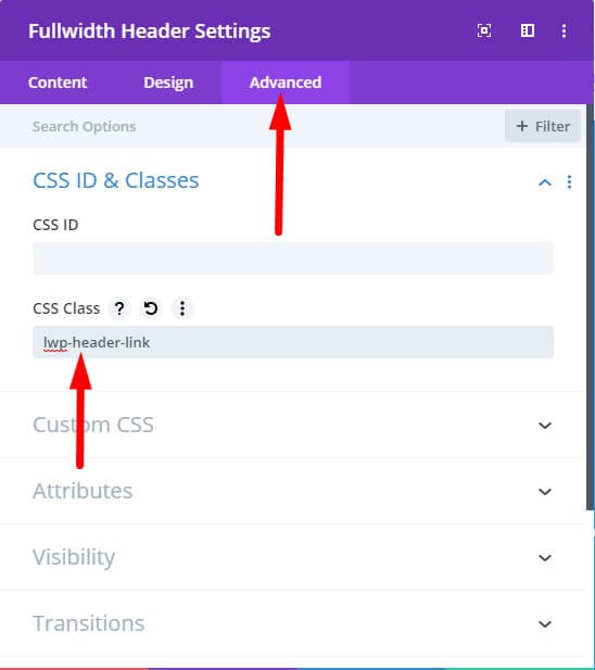 Fullwidth Header CSS Class to open buttons in new tab