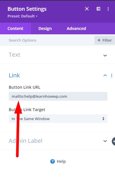 Adding Email Link on Divi Button