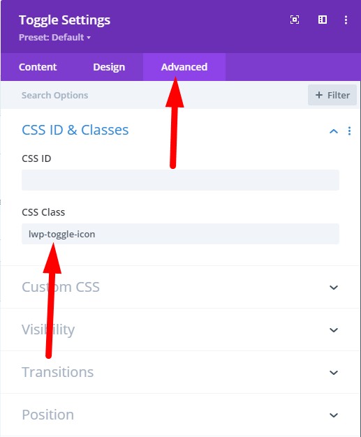CSS Class change toggle icon