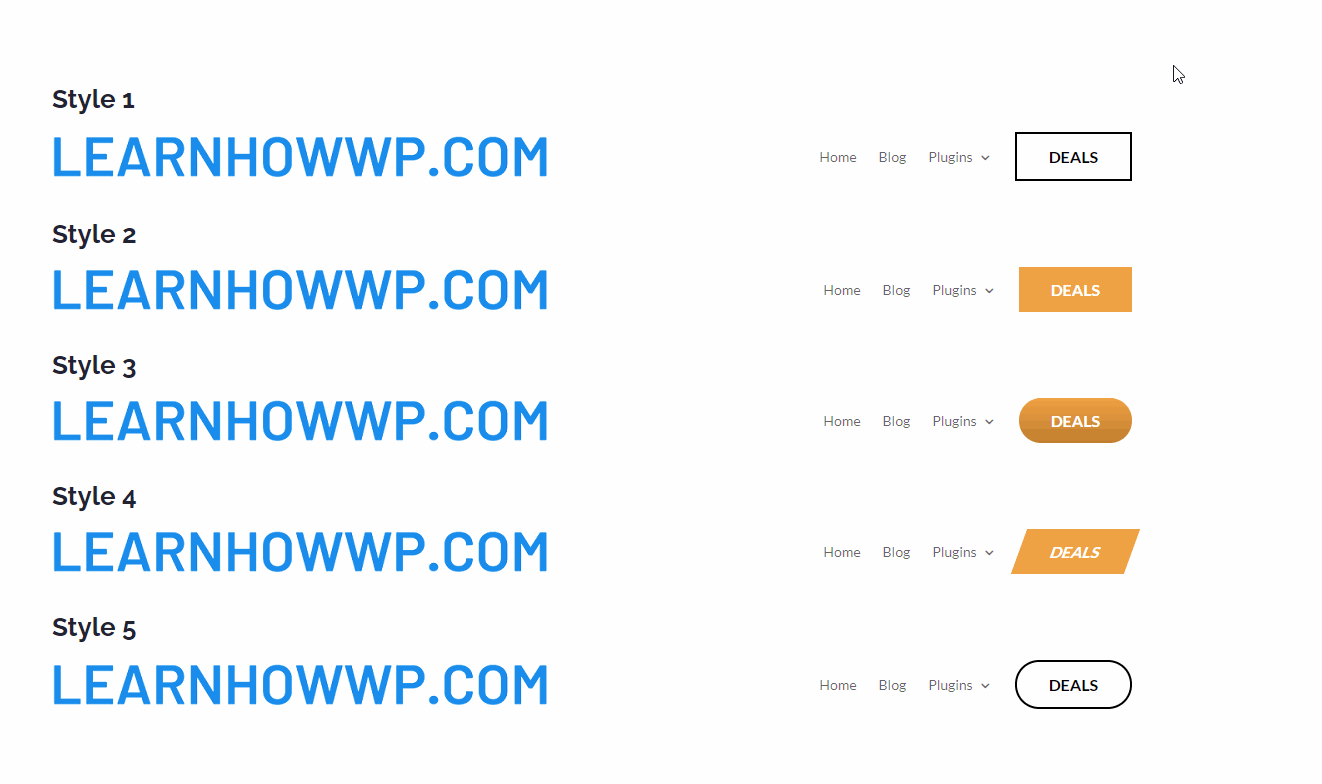 Divi call to action menu button styles
