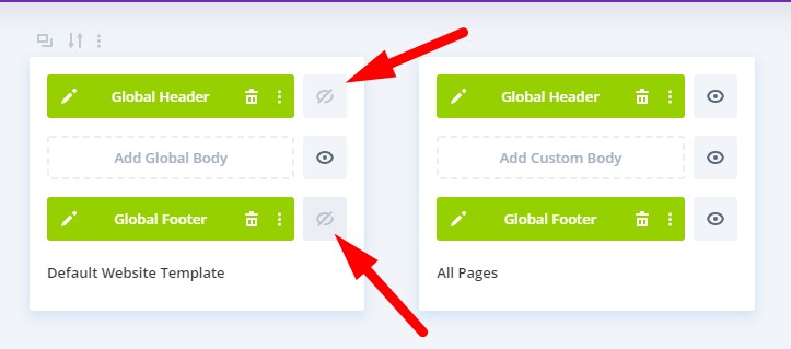 Hidden layouts in the Divi Theme Builder