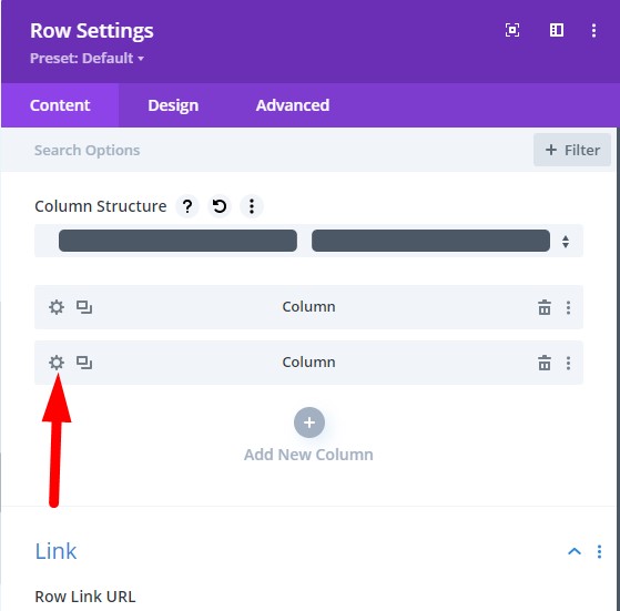 Column Settings button side by side