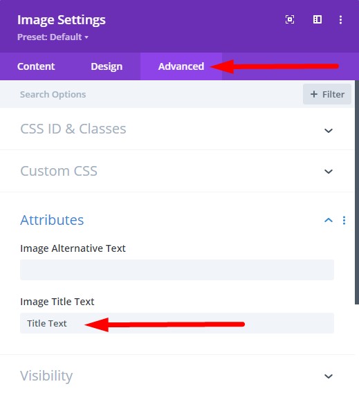 Image module setting title attribute