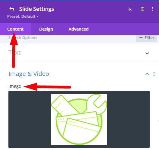Set image on slide option
