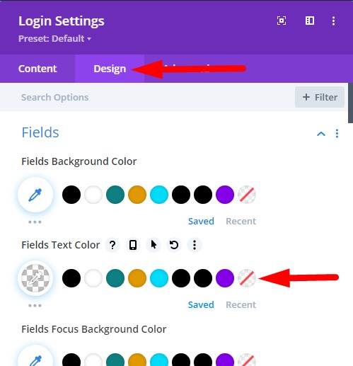 Login module field text color