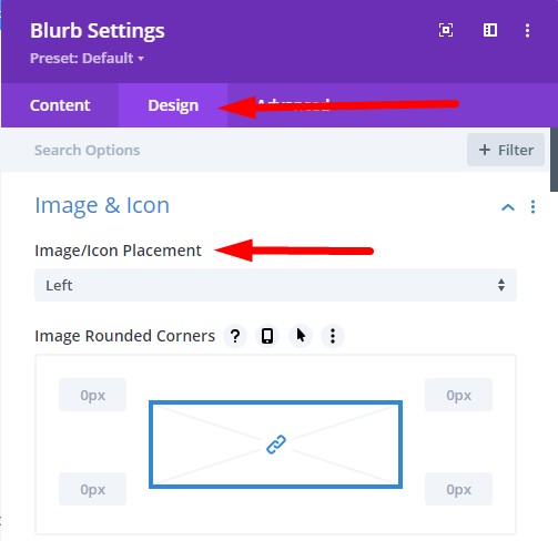 Divi Blurb Alignment Setting